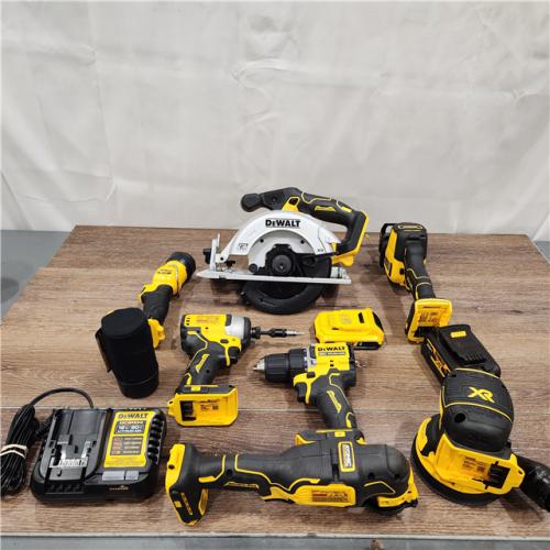 AS-IS DEWALT 20-Volt MAX Lithium-Ion Cordless 7-Tool Combo Kit with 2.0 Ah Battery, 5.0 Ah Battery and Charger