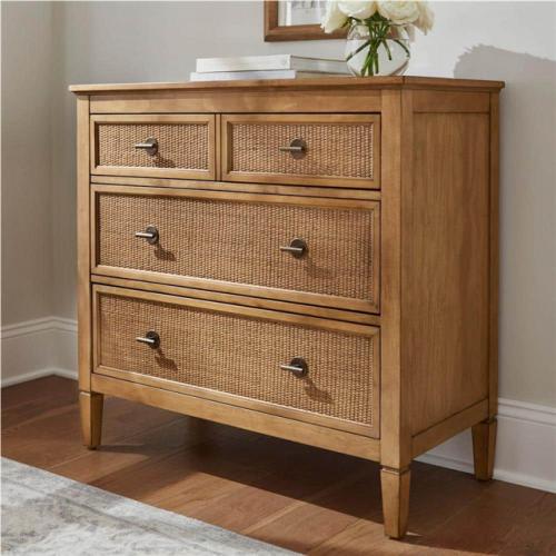 Phoenix LIKE NEW Home Decorators Collection Marsden Patina Wood Finish 3-Drawer Rattan Cane Chest of Drawers (38 in. W x 36 in. H)