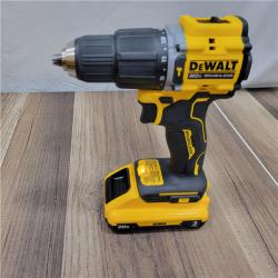 AS-IS DEWALT ATOMIC 20-Volt Lithium-Ion Cordless 1/2 in. Compact Hammer Drill with 3.0Ah Battery, Charger and Bag