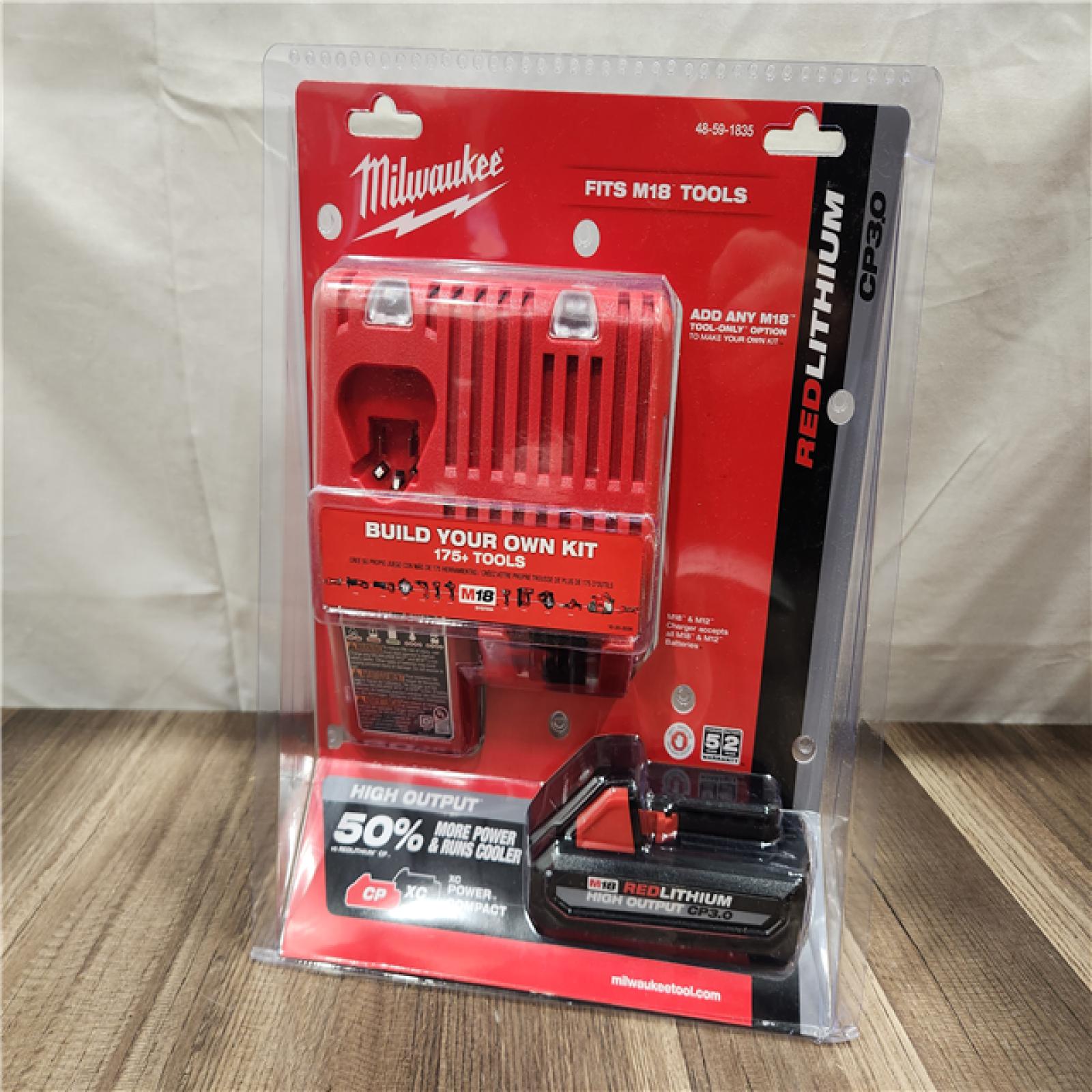 NEW- Milwaukee M18 18-Volt Lithium-Ion HIGH OUTPUT Starter Kit with One 3.0Ah Battery and Charger