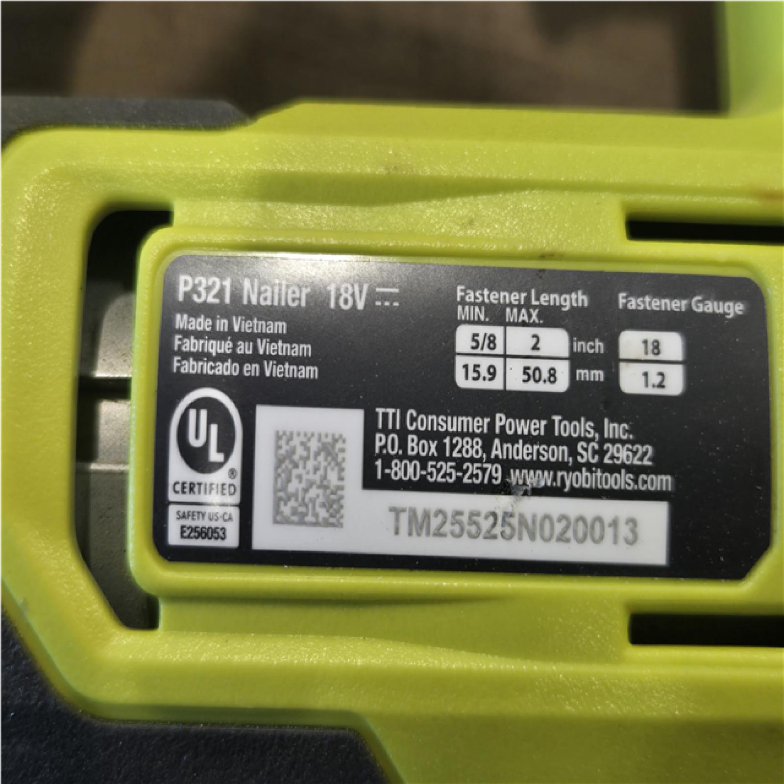 AS-IS RYOBI ONE+ 18V 18-Gauge Cordless AirStrike Brad Nailer (Tool Only)