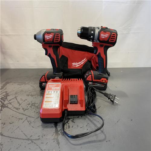 AS-IS- Milwaukee 18V Cordless Brushed 2-Tool Drill/Driver and Impact Driver Kit