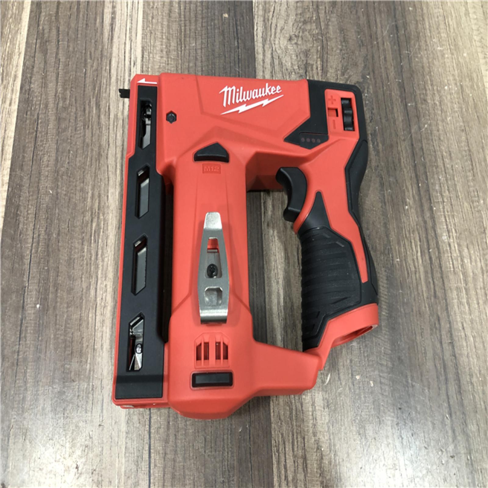 AS-IS Milwaukee 12-Volt Lithium-Ion Cordless 3/8 in. Crown Stapler (Tool-Only)