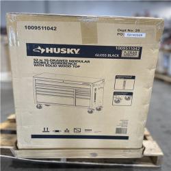 DALLAS LOCATION- AS-IS HUSKY 52 in. W x 20 in. D 10-Drawer Black Mobile Workbench Cabinet