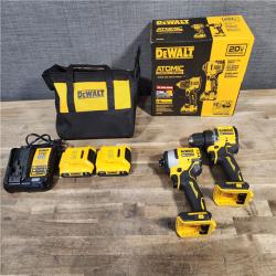 HOUSTON LOCATION - AS-IS Dewalt DCK225D2 20V MAX ATOMIC Brushless Compact Lithium-Ion 1/2 in. Cordless Drill Driver and 1/4 in. Impact Driver Combo Kit with 2 Batteries 2 Ah