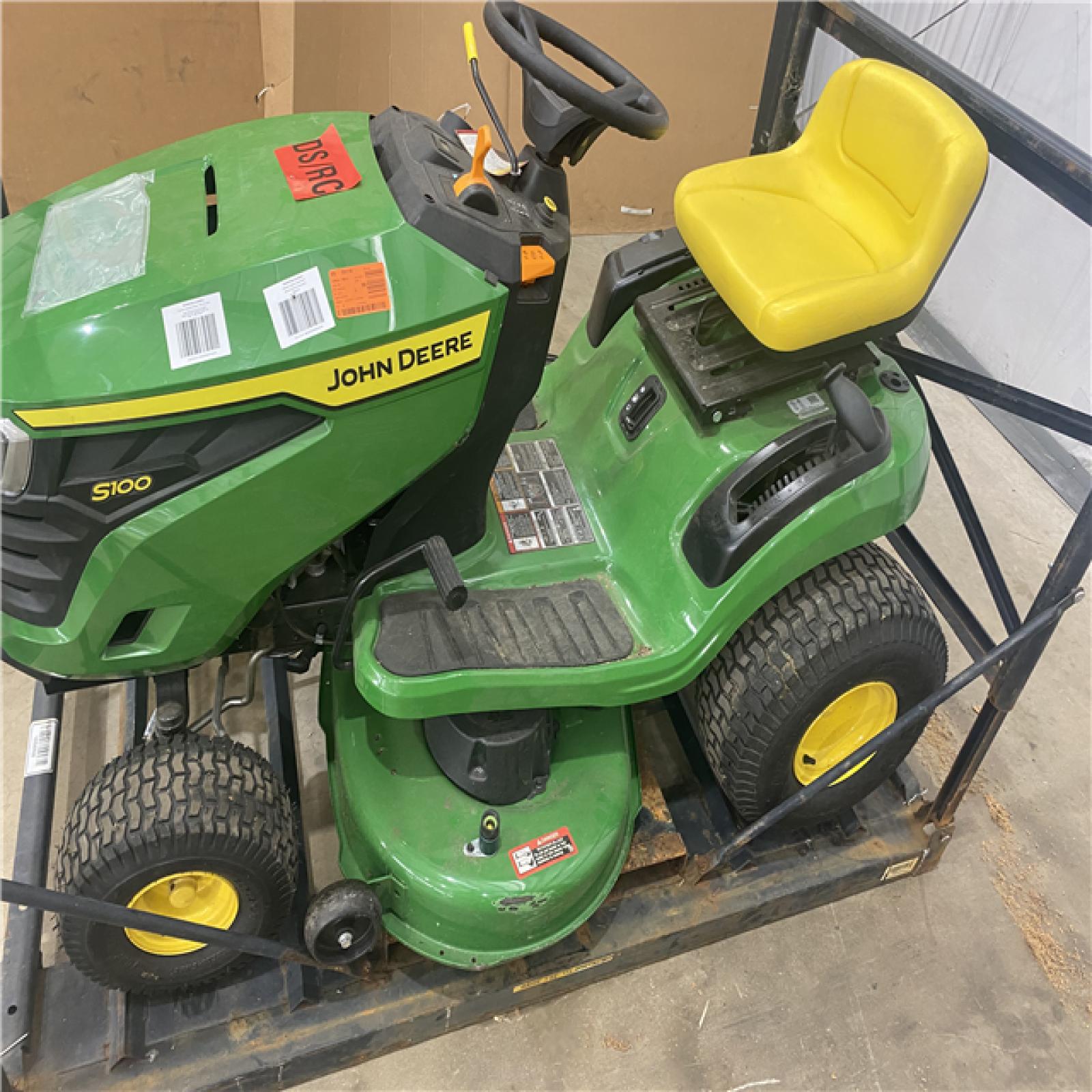 Houston Location - AS-IS Outdoor Power Equipment JOHN DEERE S100 SIT DOWN MOWER