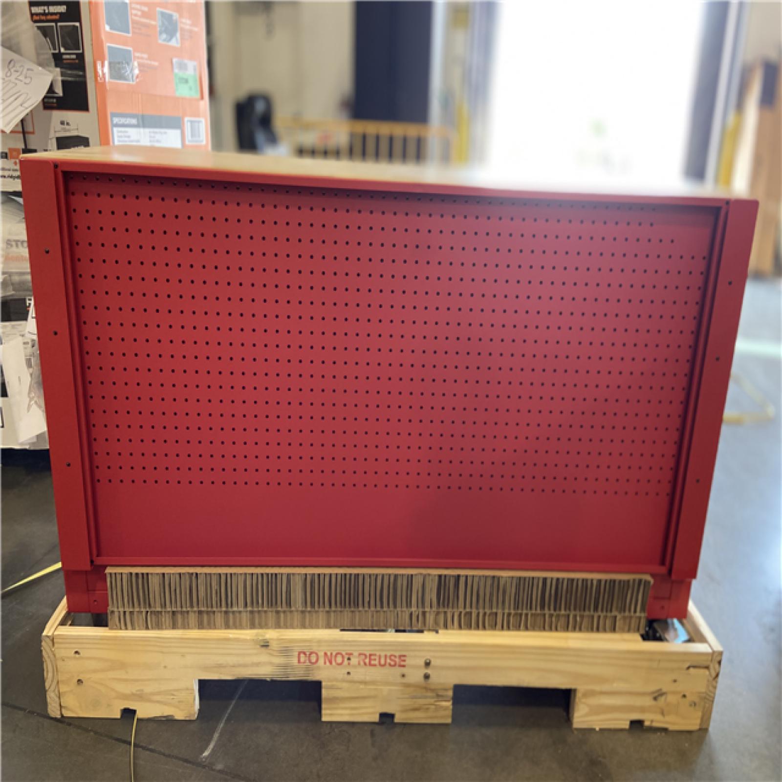 DALLAS LOCATION -  Milwaukee 61 in. 11-Drawer/1-Door 22 in. D Mobile Workbench with Sliding Pegboard Back Wall in Red/Black
