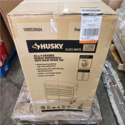 Phoenix NEW Husky Tool Storage 46 in. W x 18 in. D 9-Drawer Gloss White Mobile Workbench Cabinet (SEALED)