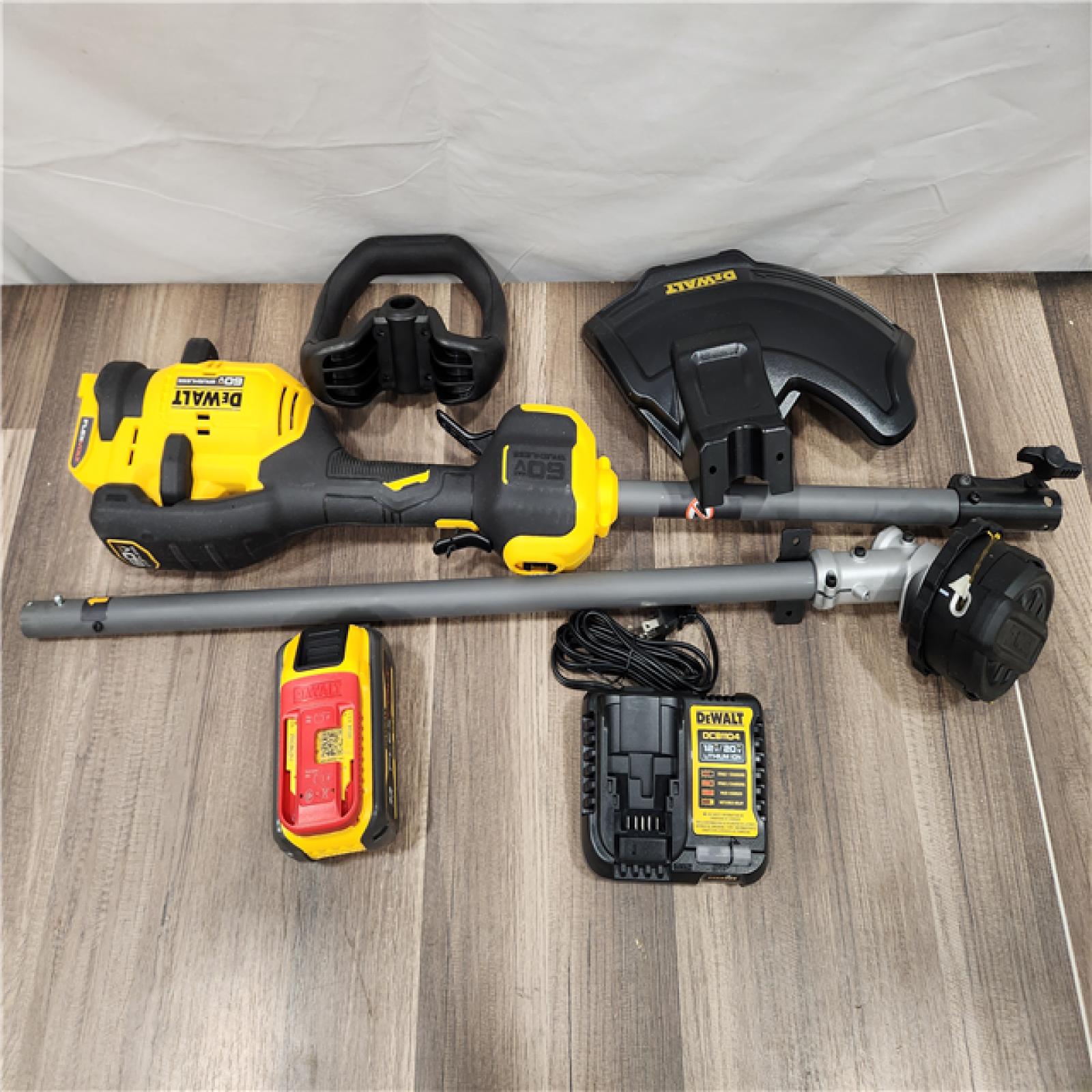 AS-IS DEWALT FLEXVOLT 60V MAX 17 in. Cordless Battery Powered Attachment Capable Trimmer Kit with (1) FLEXVOLT 3 Ah Battery & Charger