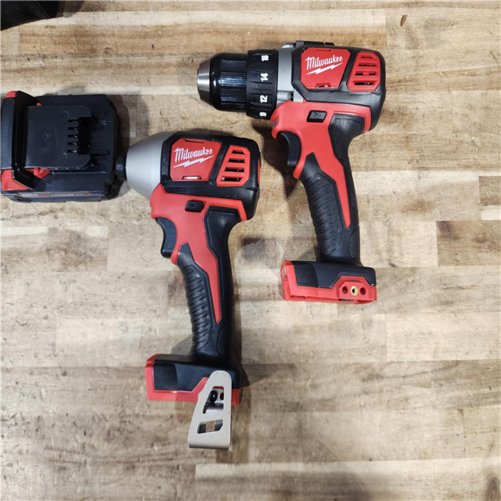 HOUSTON LOCATION - AS - IS Milwaukee 18V Lithium-Ion Cordless Drill Driver/Impact Driver Combo Kit