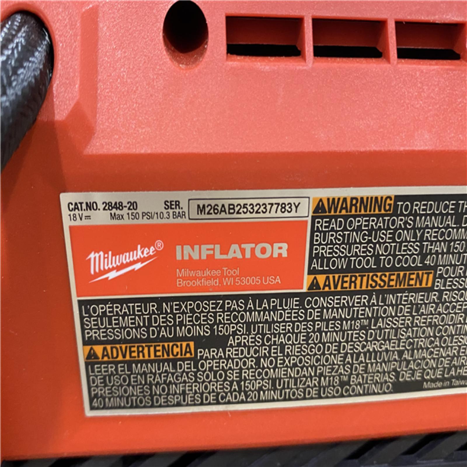 AS-IS Milwaukee 18-Volt Lithium-Ion Cordless Electric Portable Inflator (Tool-Only)
