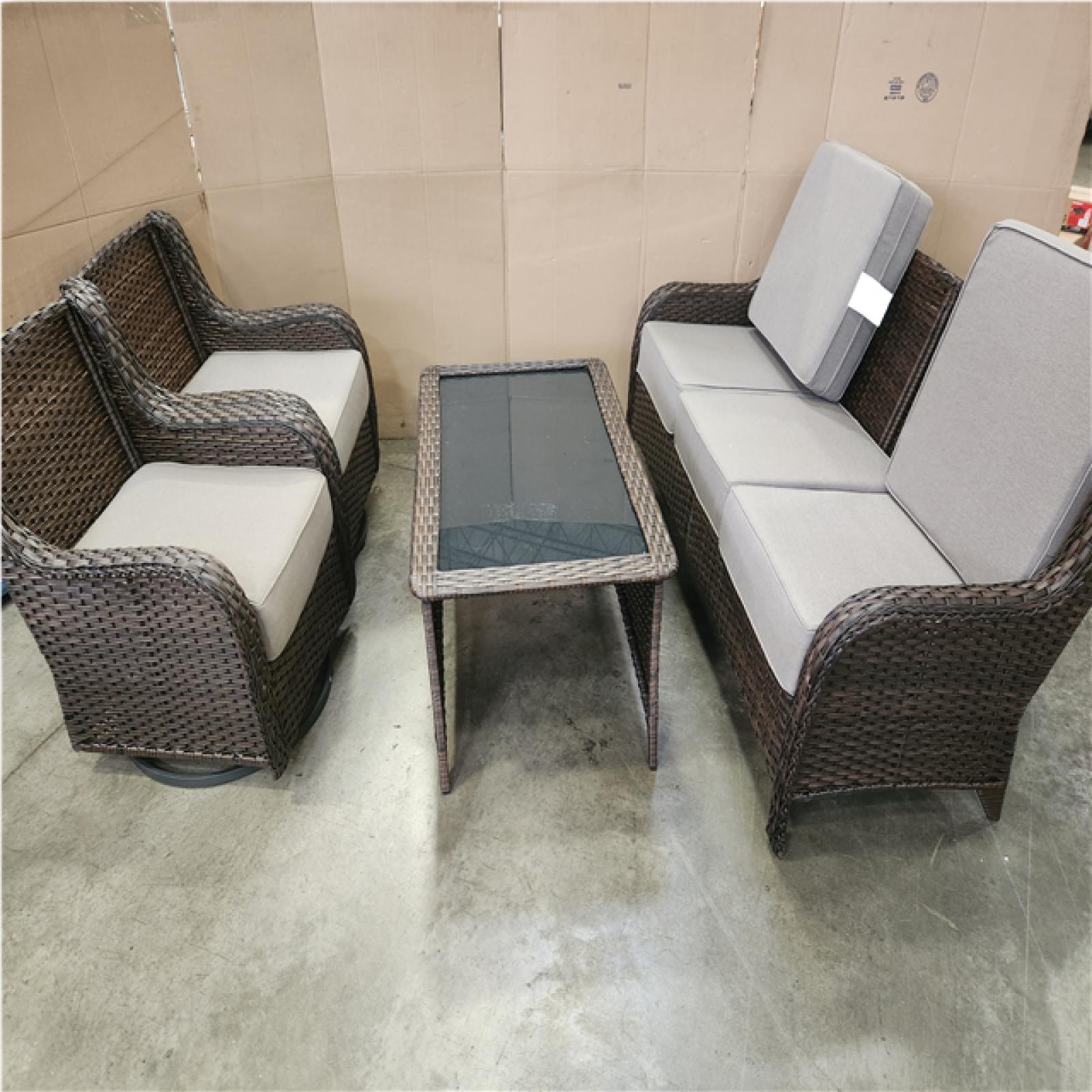 Phoenix LIKE NEW 3-Seat Wicker Sofa with Swivel Arm Chair and Coffee Table (Missing Cushions)