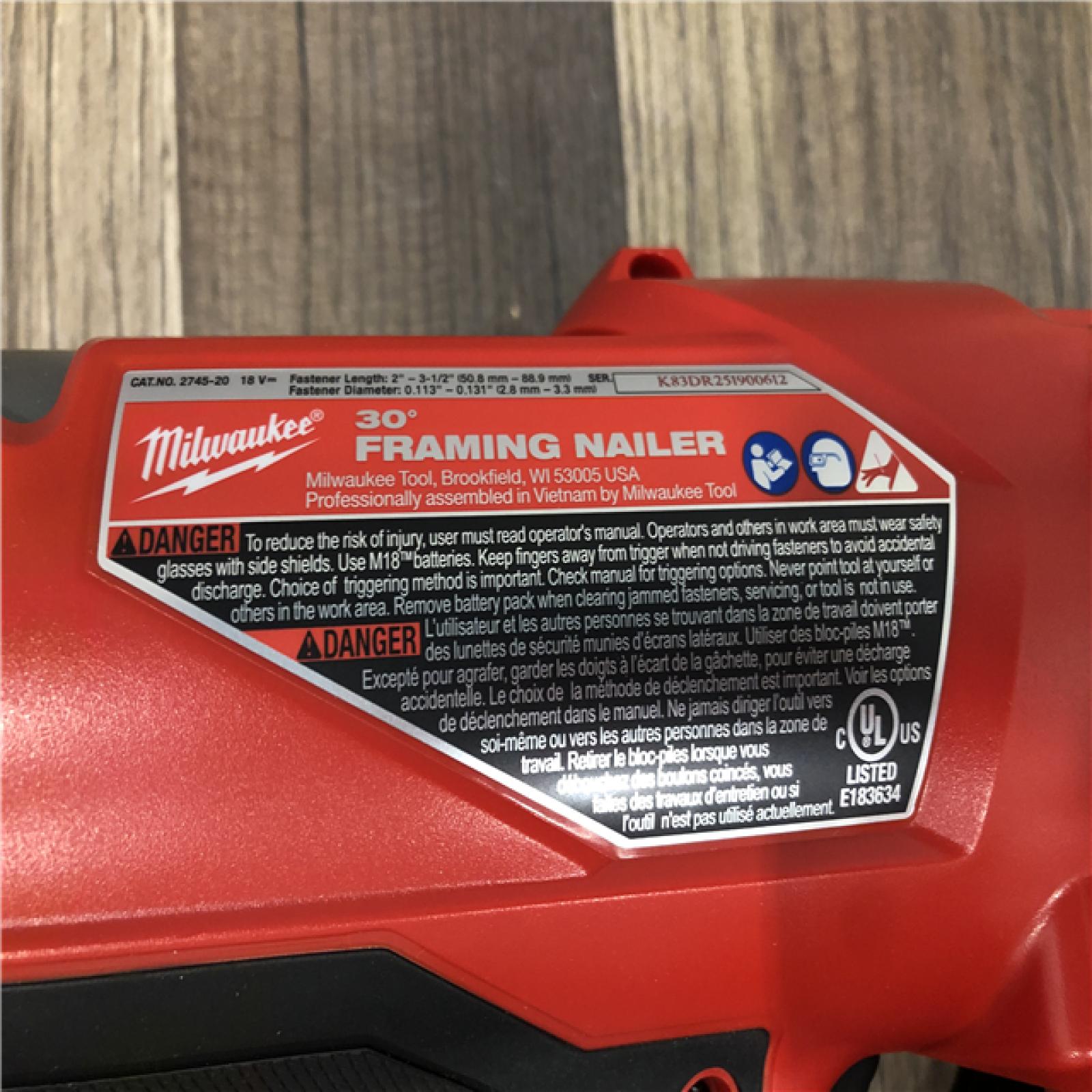 AS-IS Milwaukee FUEL 3-1/2 in. 18-Volt 30-Degree Lithium-Ion Brushless Cordless Framing Nailer (Tool-Only)