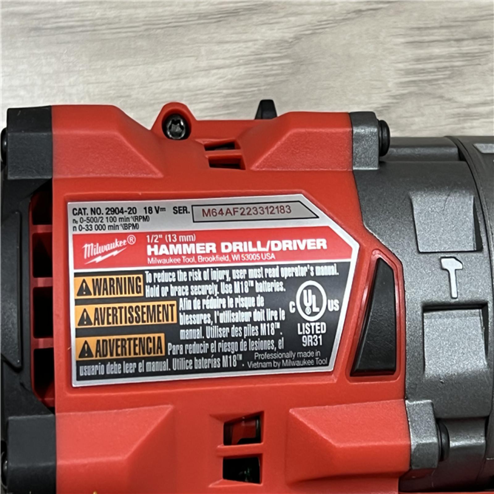 AS-IS Milwaukee FUEL 18V Lithium-Ion Brushless Cordless 1/2 in. Hammer Drill Driver Kit