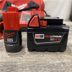 AS-IS Milwaukee 12/18V Lithium-Ion Cordless 3/8 in. Ratchet and 1/2 in. High Torque Impact Wrench with Friction Ring Combo Kit