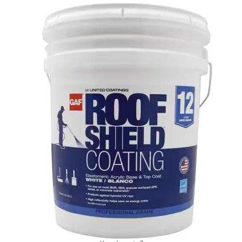DALLAS LOCATION - GAF RoofShield Top Coat 5 Gal. White Acrylic Reflective Elastomeric Roof Coating PALLET-(37 UNITS)