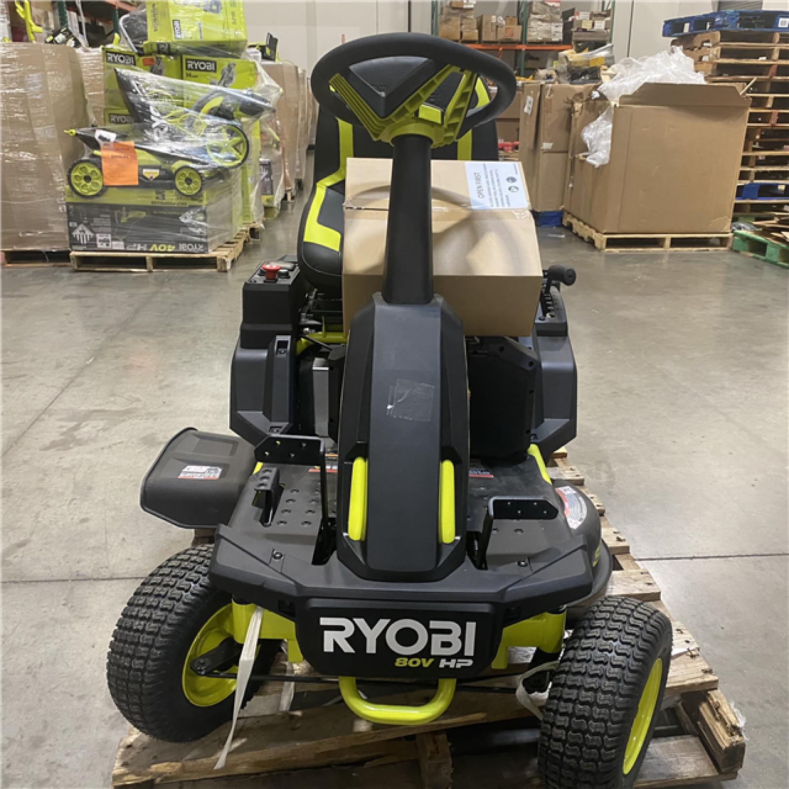 Dallas Location - As-Is RYOBI R1 80V HP Brushless Lithium Battery Cordless Electric 30 in. Riding Lawn Mower with 14 Ah Battery and Charger