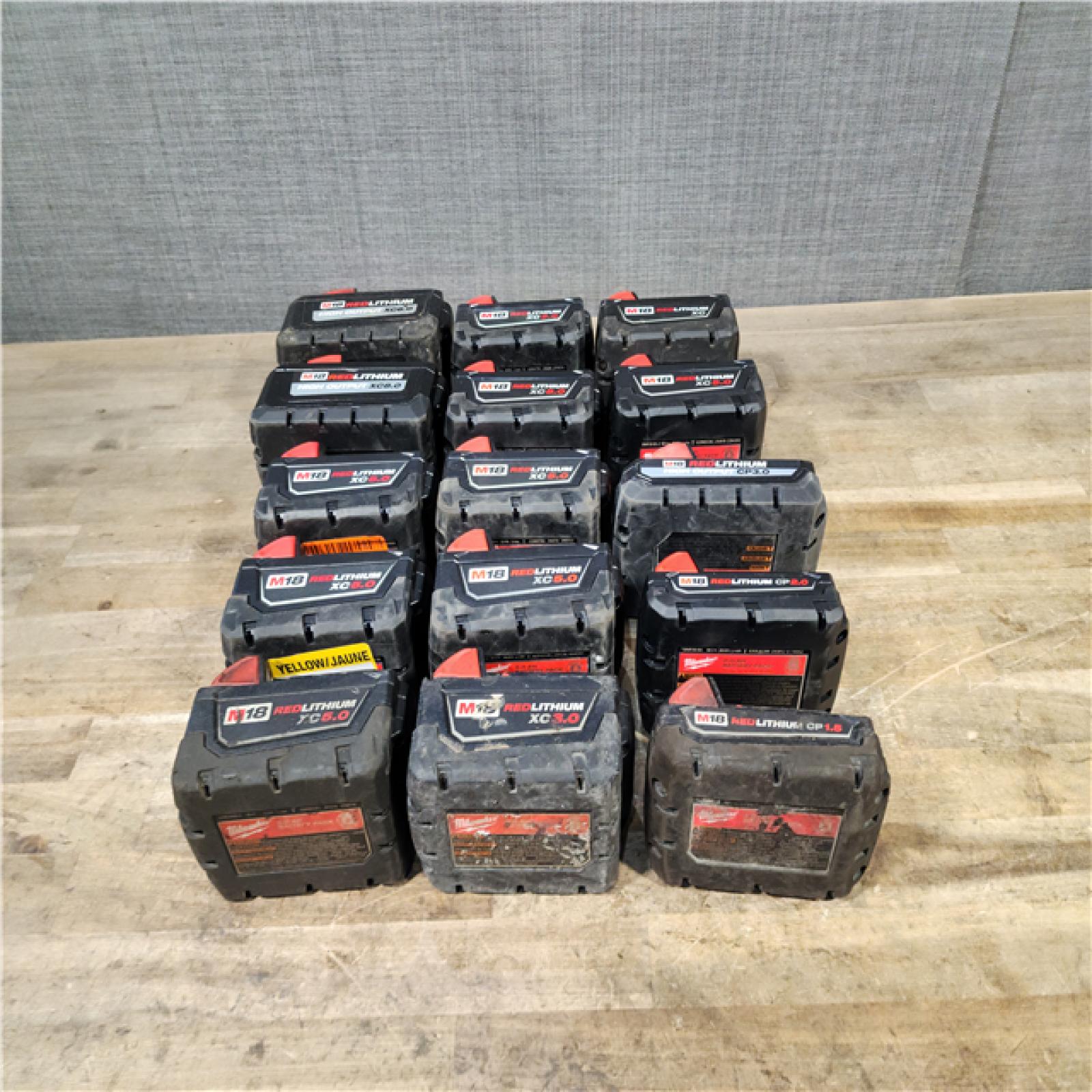 HOUSTON LOCATION - AS-IS MILWAUKEE BATTERY PACK QTY - 15