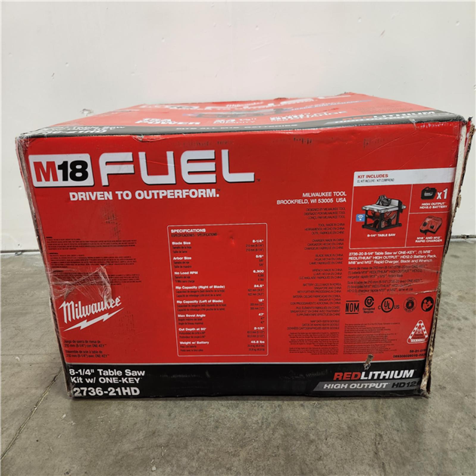 Phoenix Location NEWLY SEALED Milwaukee M18 FUEL ONE-KEY 18- volt Lithium-Ion Brushless Cordless 8-1/4 in. Table Saw Kit W/(1) 12.0Ah Battery & Rapid Charger