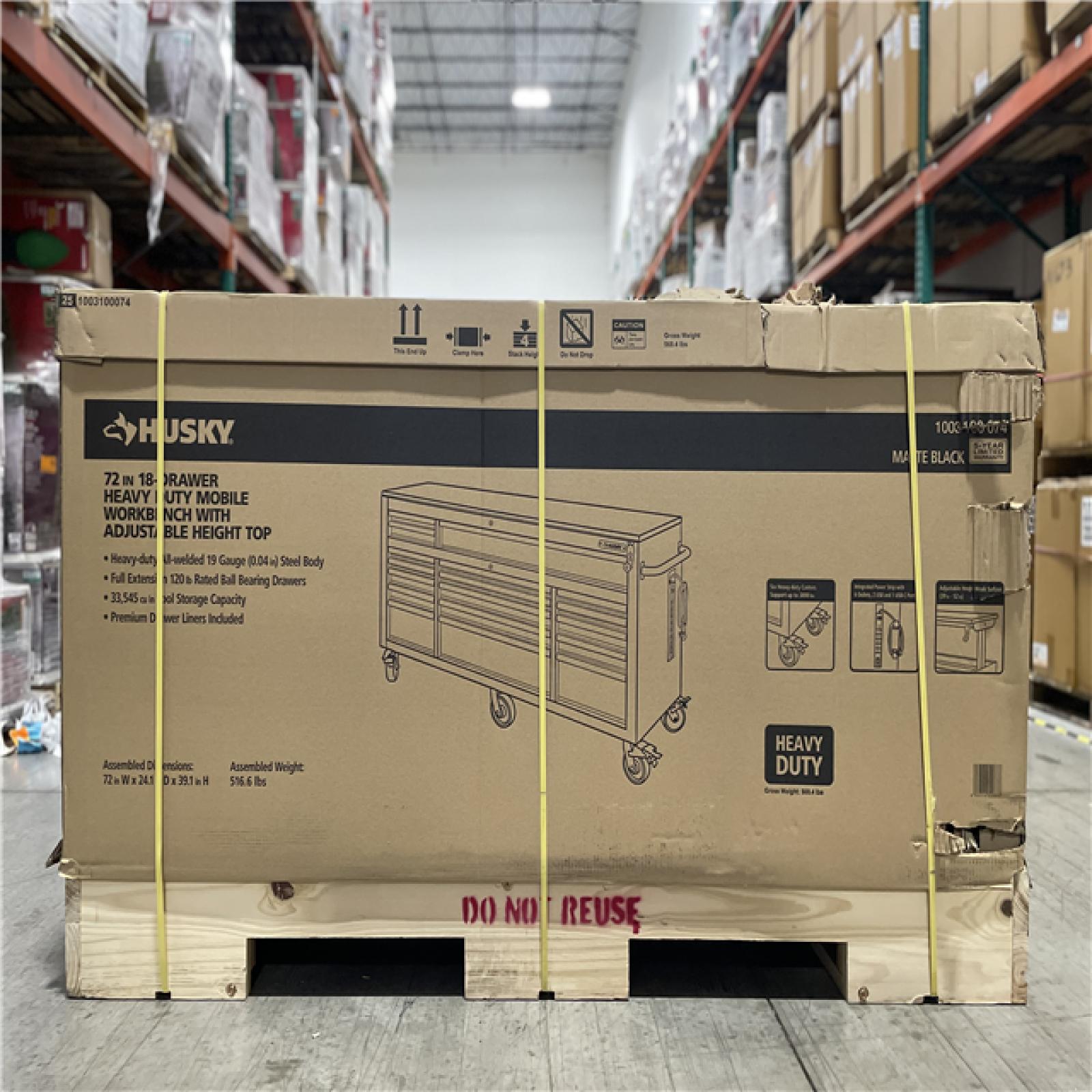 DALLAS LOCATION- HUSKY 72 in. W x 24 in. D Heavy Duty 18-Drawer Mobile Workbench