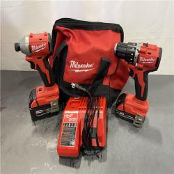AS-IS - Milwaukee M18 18-Volt Lithium-Ion Brushless Cordless Compact Hammer Drill/Impact Combo Kit
