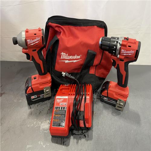 AS-IS - Milwaukee M18 18-Volt Lithium-Ion Brushless Cordless Compact Hammer Drill/Impact Combo Kit