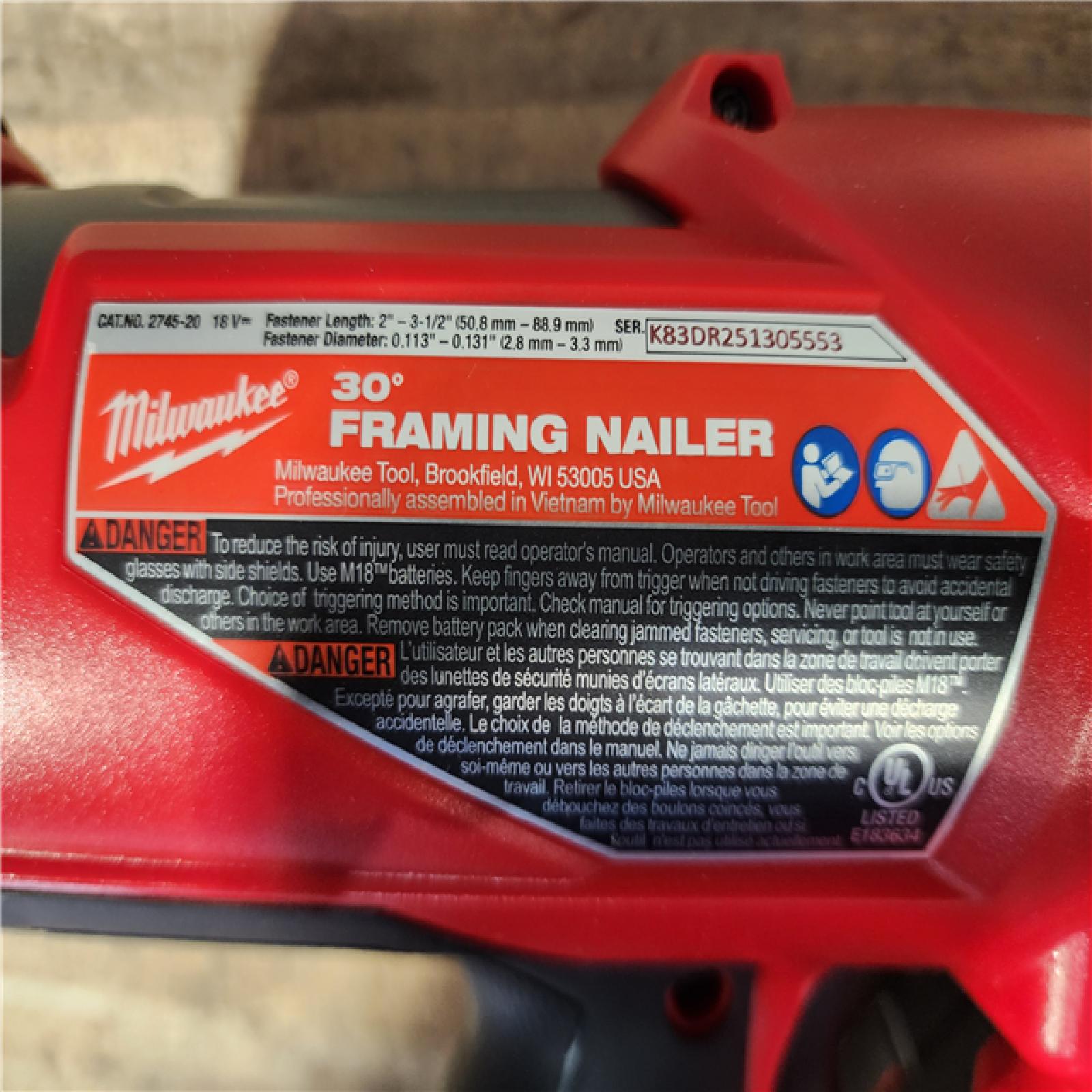 HOUSTON LOCATION - AS-IS Milwaukee FUEL 3-1/2 in. 18-Volt 30-Degree Lithium-Ion Brushless Cordless Framing Nailer (Tool-Only)