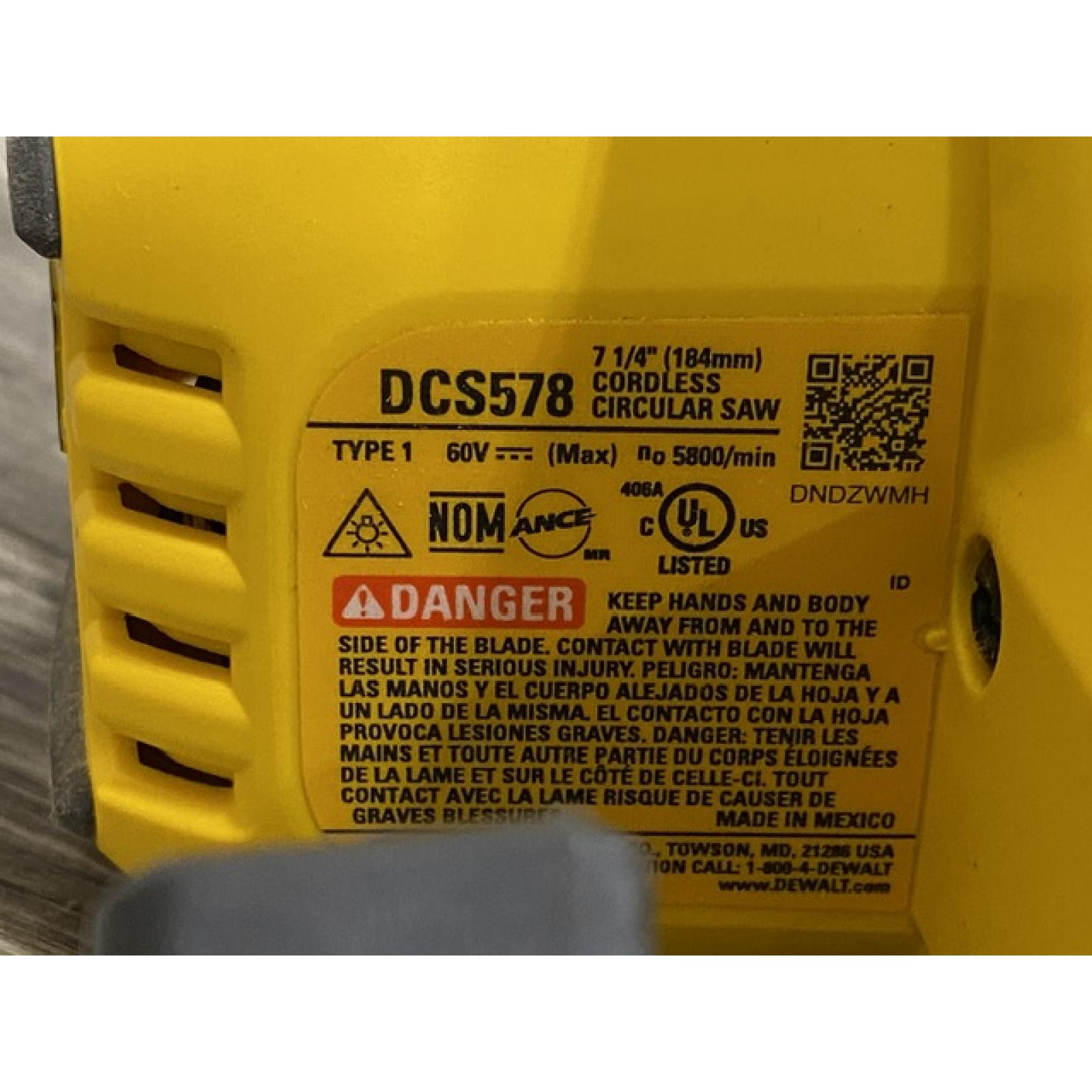 AS-IS DEWALT FLEXVOLT 60V MAX Cordless Brushless 7-1/4 in. Circular Saw with Brake (Tool Only)