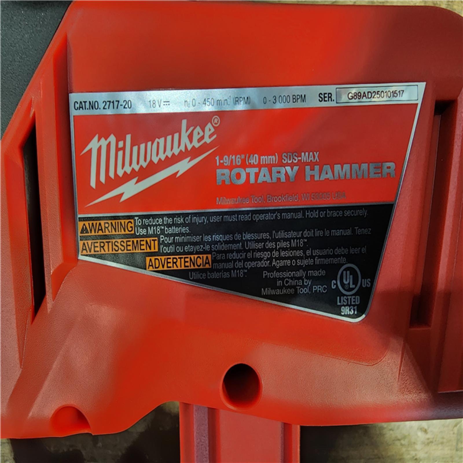 HOUSTON LOCATION - AS-IS Milwaukee FUEL 18V Lithium-Ion Brushless Cordless 1-9/16 in. SDS-Max Rotary Hammer (Tool-Only)