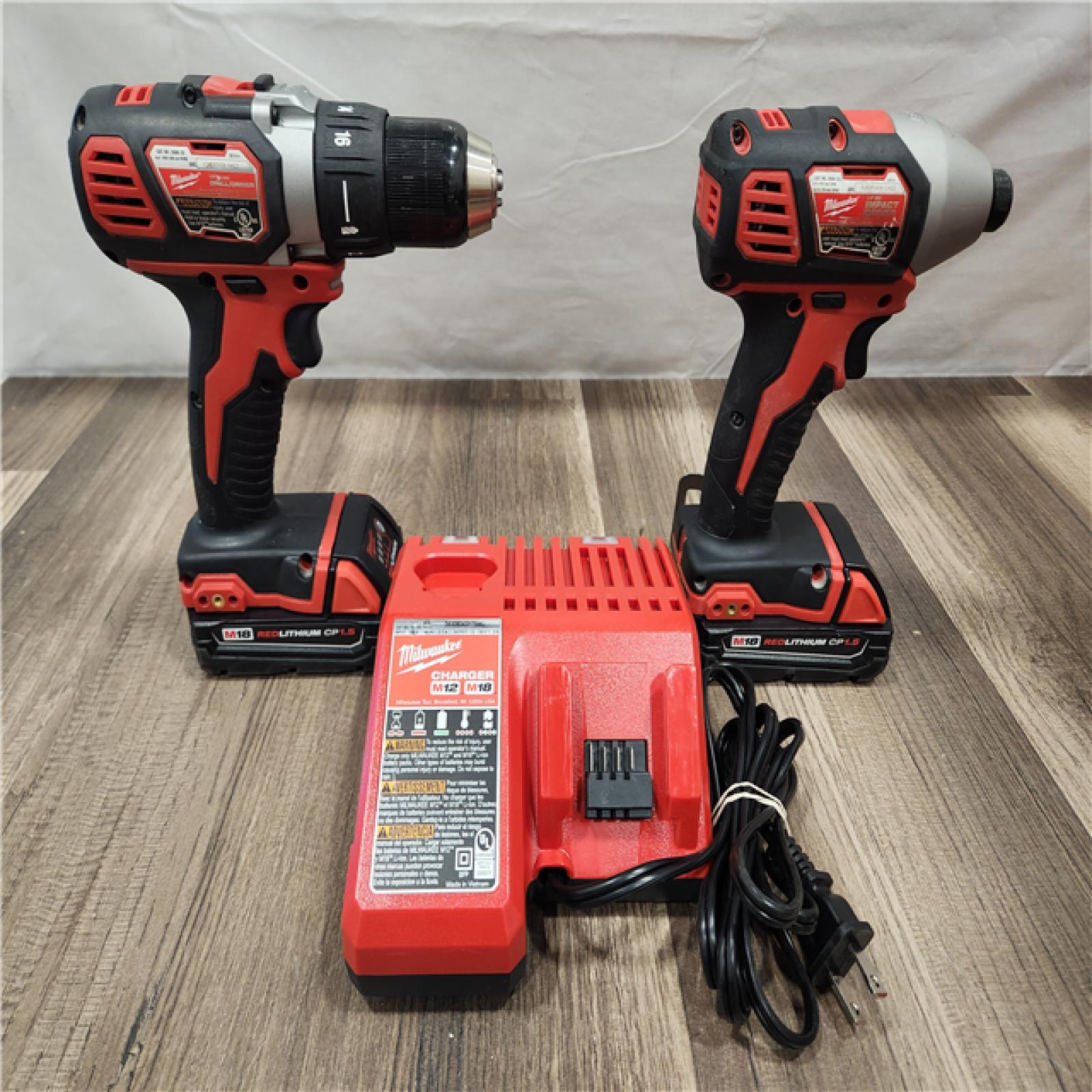 AS-IS- Milwaukee 18V Cordless Brushed 2-Tool Drill/Driver and Impact Driver Kit