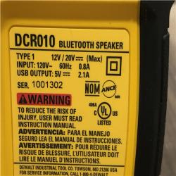 AS-IS DEWALT 20V MAX Cordless Bluetooth Speaker (Tool Only)