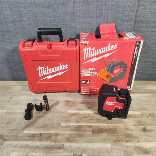 HOUSTON LOCATION - AS-IS (APPEARS LIKE NEW) Milwaukee 3521-21 4V Lithium-Ion Cordless USB Rechargeable Green Beam Cross Line Laser