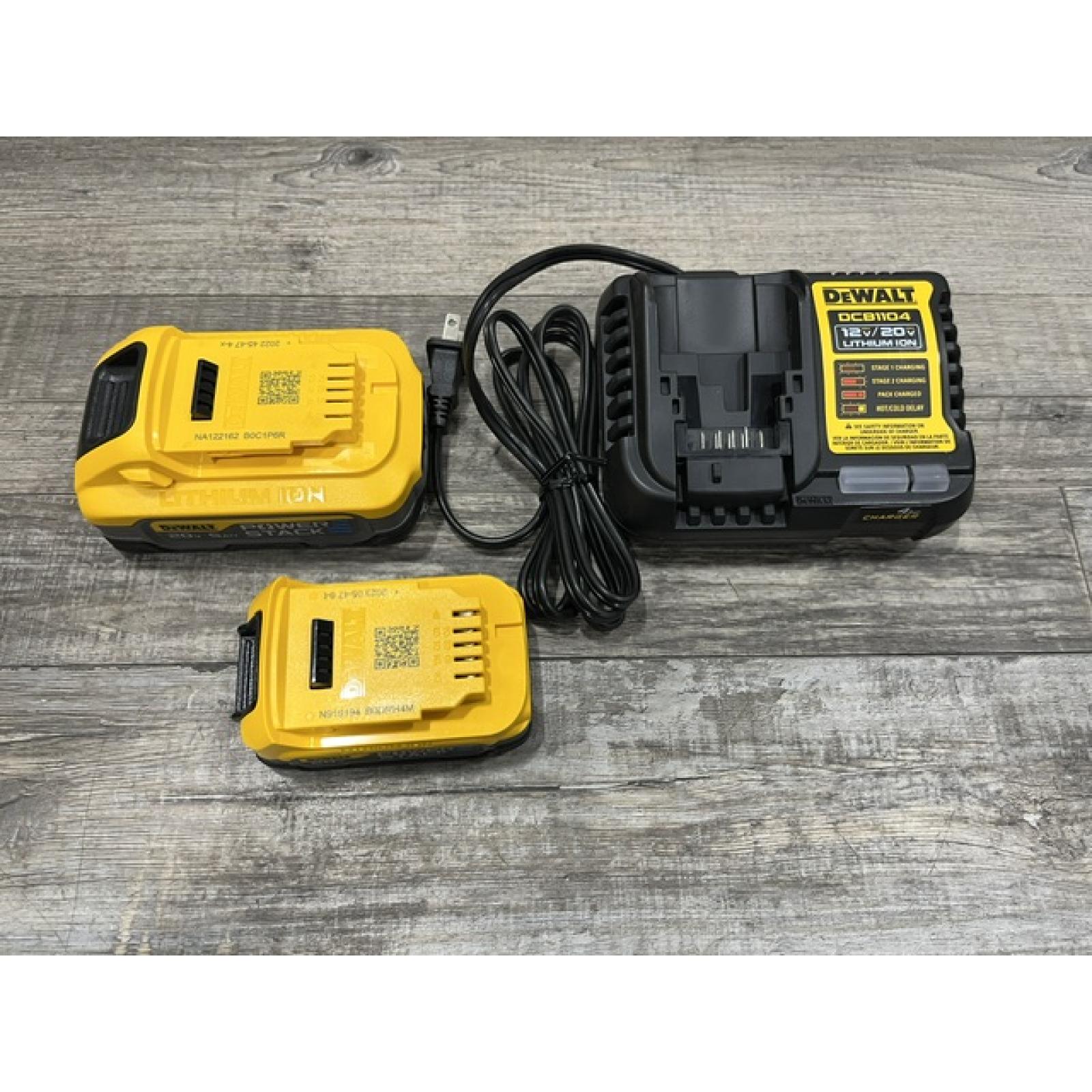 AS-IS DEWALT 20V MAX XR POWERSTACK Lithium-Ion Battery Starter Kit with 5.0Ah and 1.7Ah Batteries and Charger