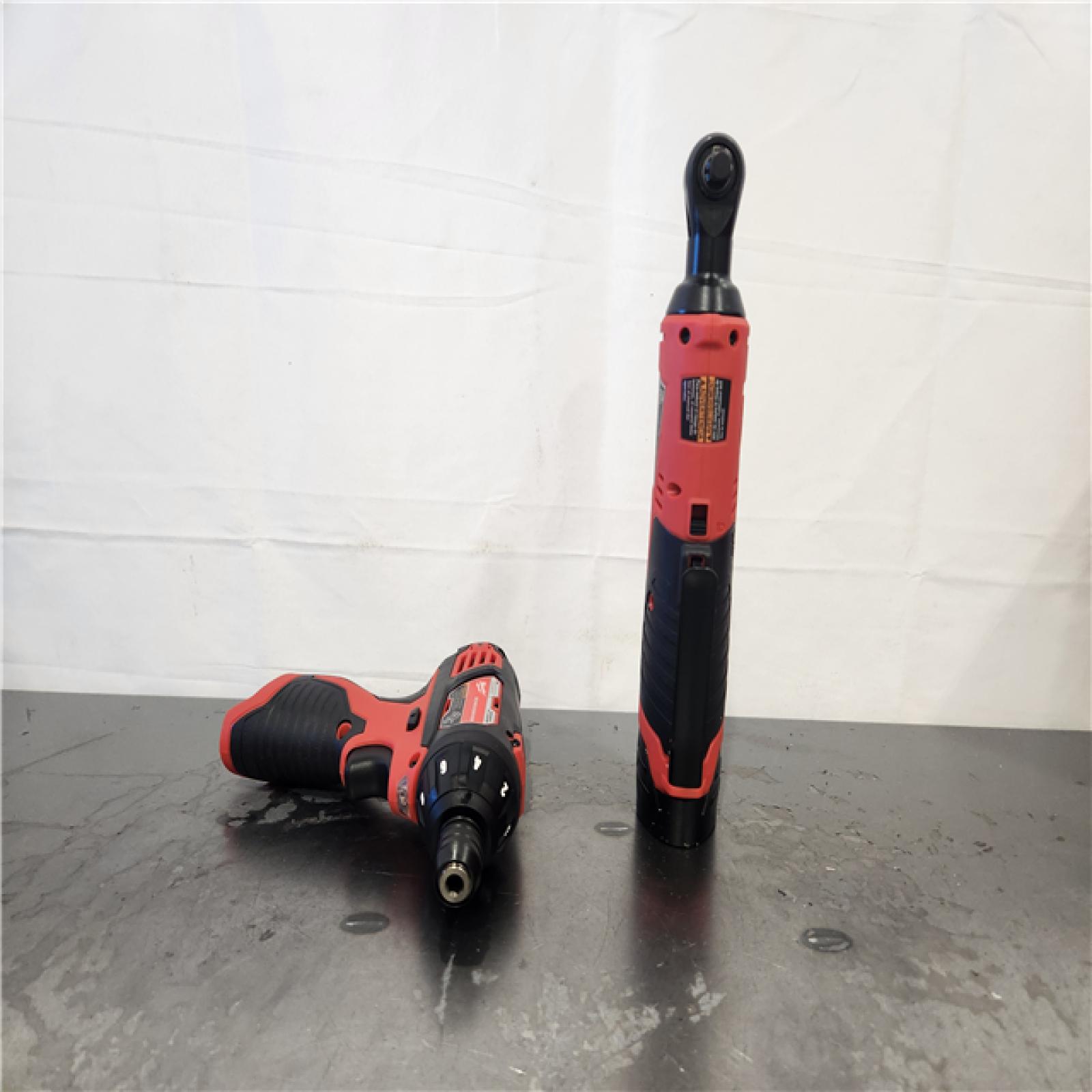 AS-IS- Milwaukee M12 Brushed Cordless 3/8 in. Ratchet and Screwdriver (2-Tool) Combo Kit