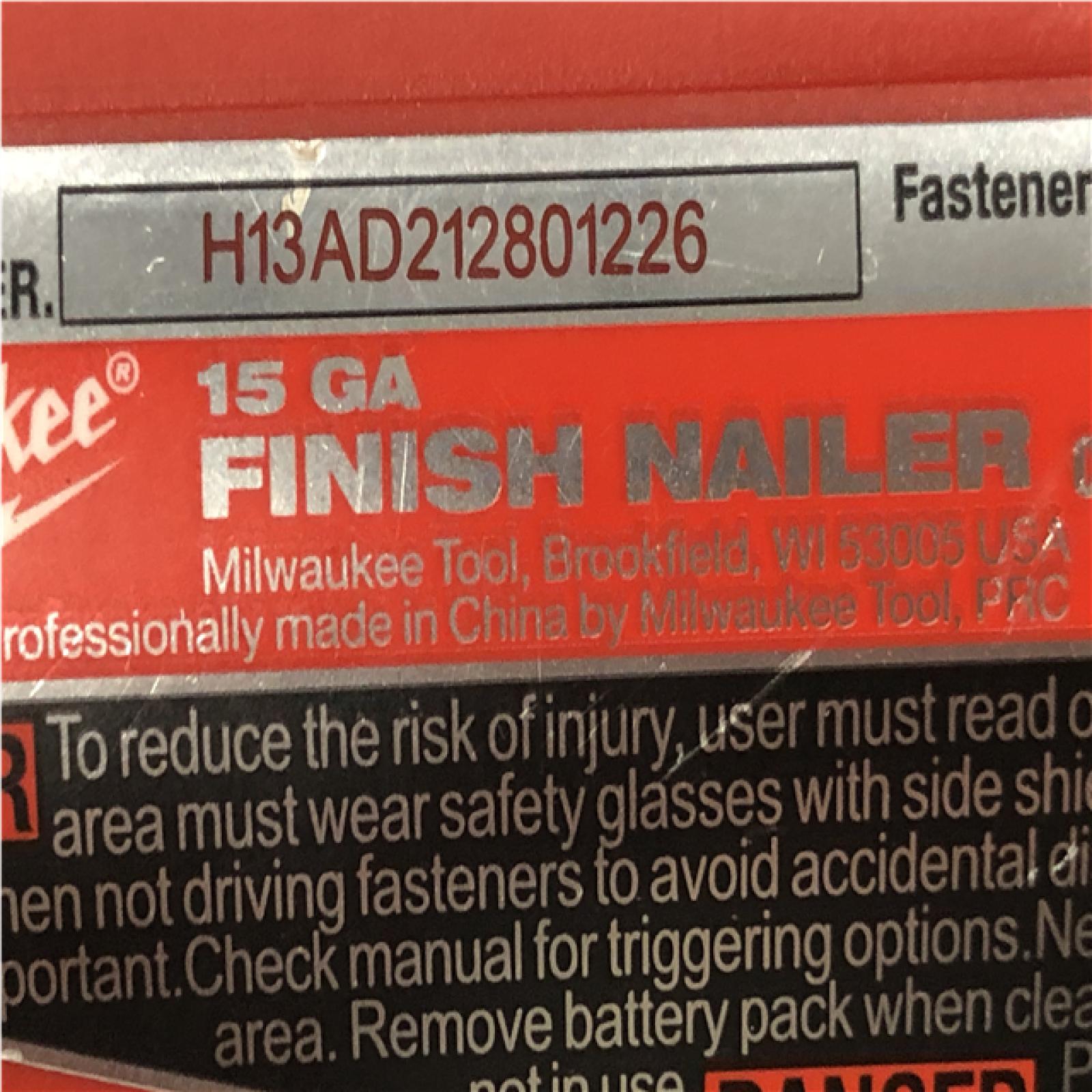 AS-IS Milwaukee Cordless 15-Gauge Angled Finish Nailer with a 5.0ah battery
