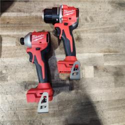 HOUSTON LOCATION - AS-IS Milwaukee M18 18V Lithium-Ion Brushless Cordless Compact Drill/Impact Combo Kit (2-Tool) W/(2) 2.0 Ah Batteries  Charger & Bag