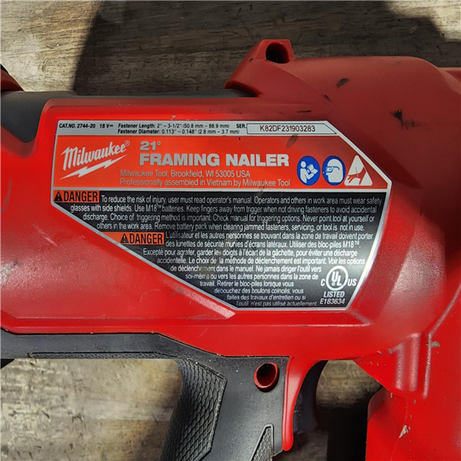 HOUSTON LOCATION - AS-IS Milwaukee 2744-20 M18 FUEL 3-1/2 in. 18V 21-Degree Lithium-Ion Brushless Cordless Framing Nailer (Tool-Only)