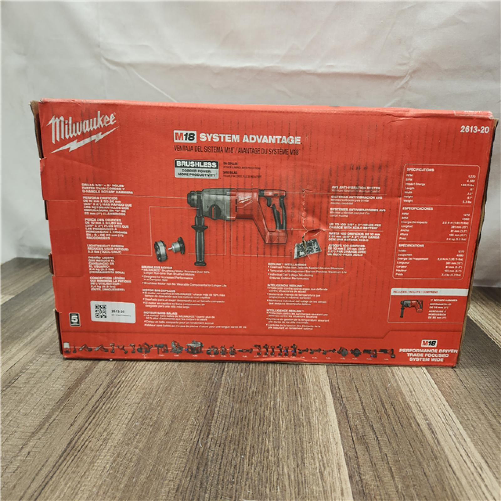 NEW- Milwaukee M18 18V Lithium-Ion Brushless Cordless 1 in. SDS-Plus D-Handle Rotary Hammer (Tool-Only)