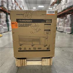 DALLAS LOCATION - Husky Standard Duty 72 in. W x 20 in. D 10-Drawer Black Mobile Workbench Cabinet with Solid Wood Top