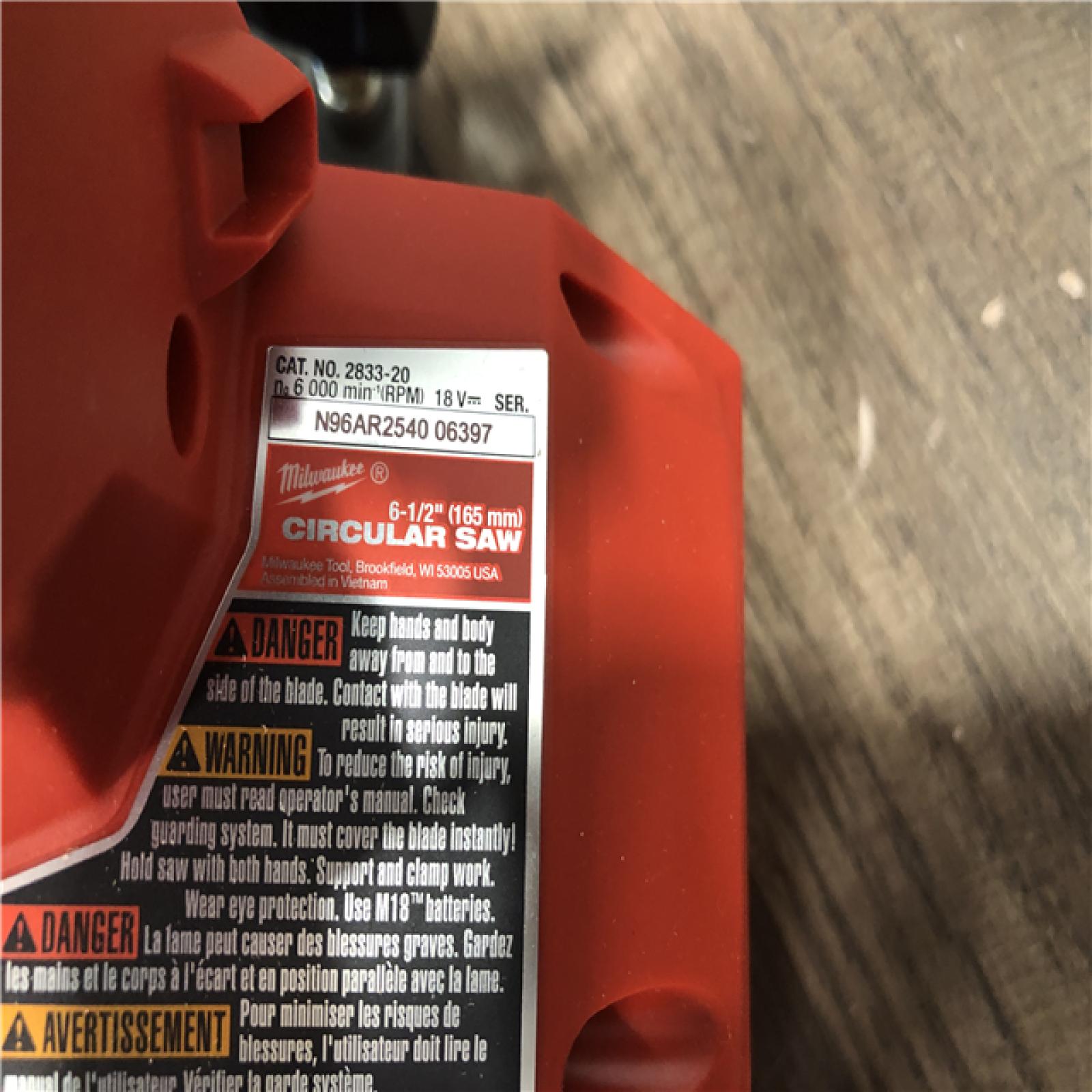 AS-IS Milwaukee FUEL 18V Lithium-Ion Brushless Cordless 6-1/2 in. Circular Saw (Tool-Only)