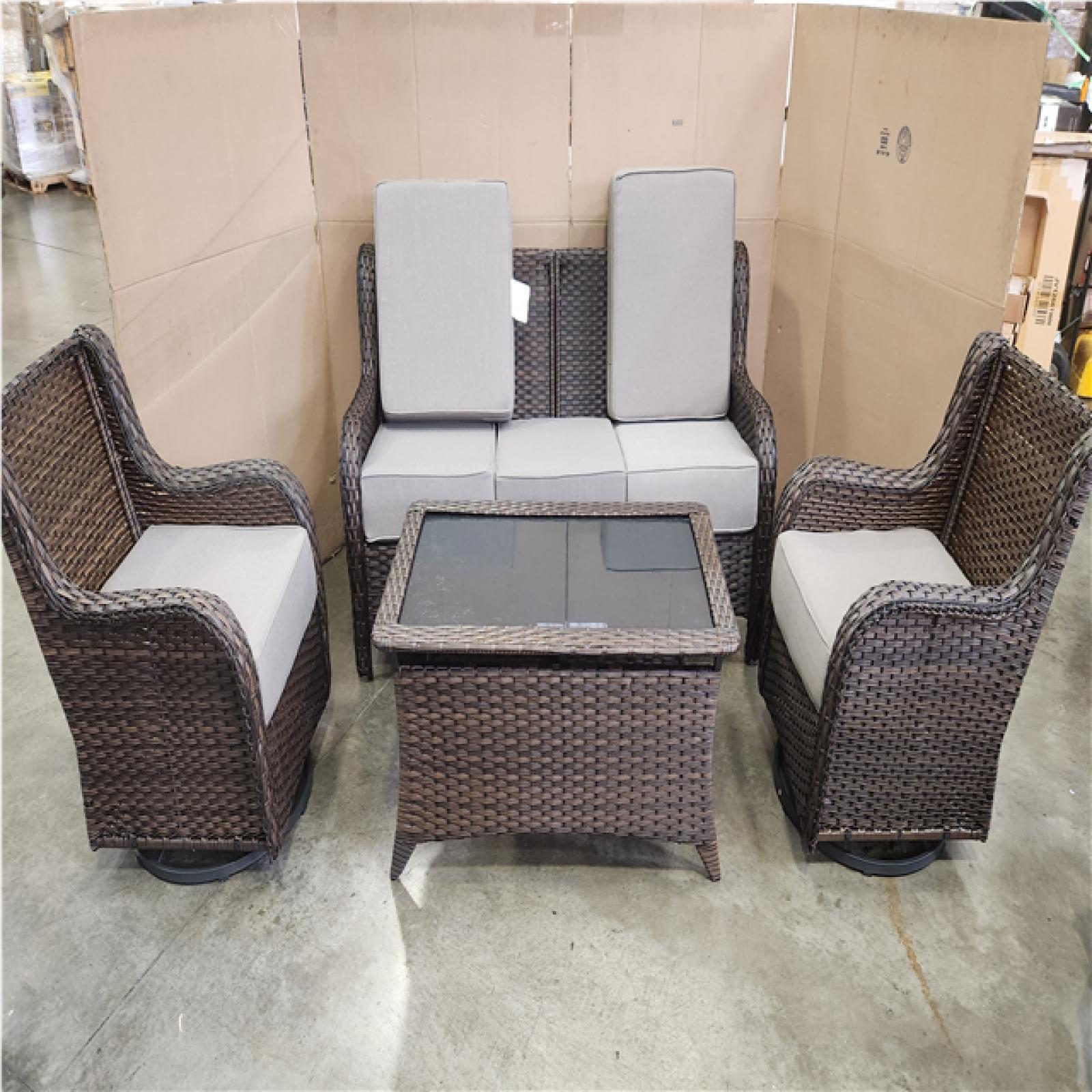 Phoenix LIKE NEW 3-Seat Wicker Sofa with Swivel Arm Chair and Coffee Table (Missing Cushions)