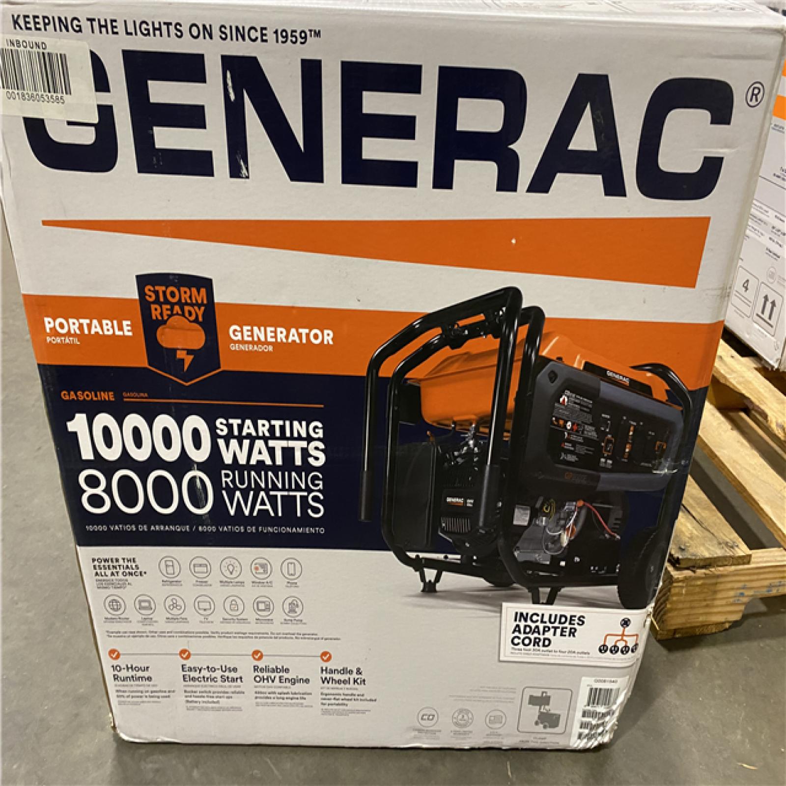 Dallas Location - As-Is Generac 10000 / 8000-Watt Electric Gasoline Portable Generator