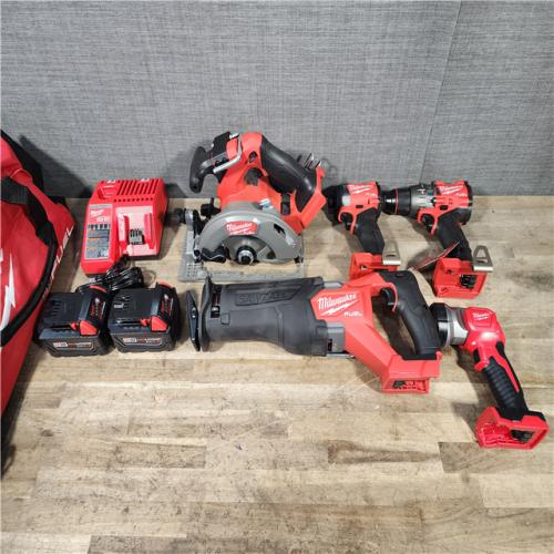 HOUSTON LOCATION - AS-IS M18 FUEL 18V Lithium-Ion Brushless Cordless 5-Tool Combo Kit with Two 5.0 Ah Batteries  1 Charger 1 Tool Bag