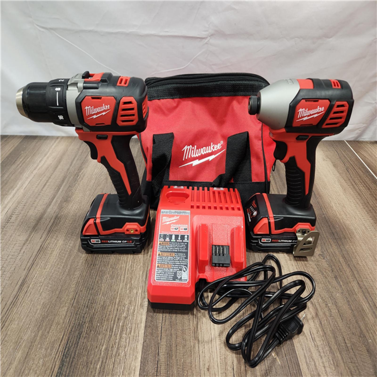 AS-IS- Milwaukee 18V Cordless Brushed 2-Tool Drill/Driver and Impact Driver Kit