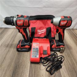 AS-IS- Milwaukee 18V Cordless Brushed 2-Tool Drill/Driver and Impact Driver Kit