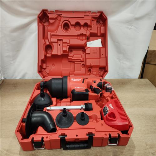 AS-IS- Milwaukee 12-Volt Lithium-Ion Cordless Drain Cleaning Airsnake Air Gun Kit