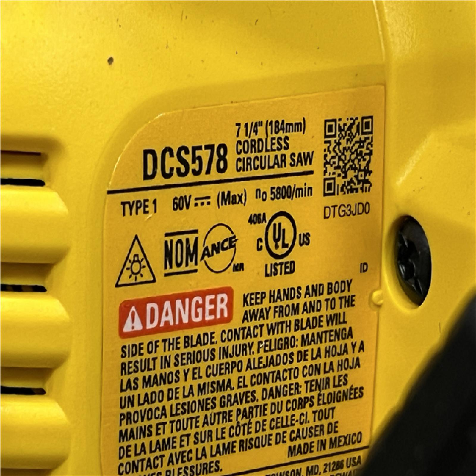 AS-IS DEWALT FLEXVOLT 60V MAX Cordless Brushless 7-1/4 in. Circular Saw with Brake (Tool Only)