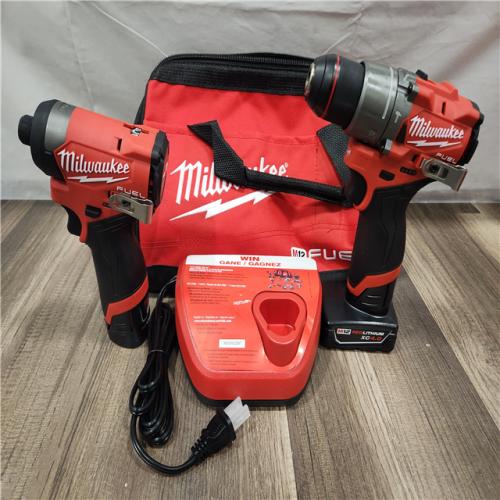 AS-IS- Milwaukee 12V Brushless Hammer Drill and Impact Driver Combo Kit