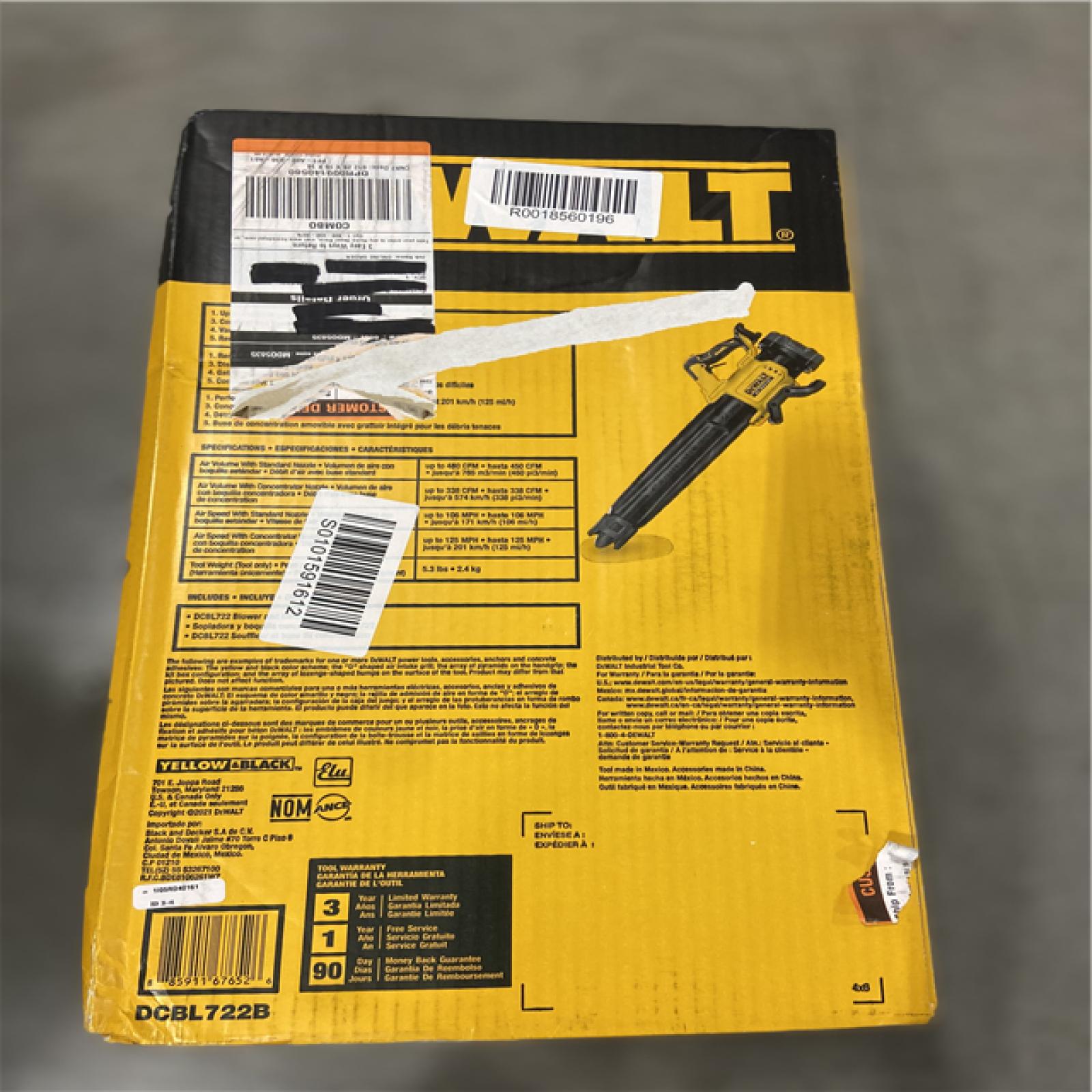 NEW! - DEWALT 20V MAX 125 MPH 450 CFM Brushless Cordless Handheld Leaf Blower with Concentrator Nozzle (Tool Only)