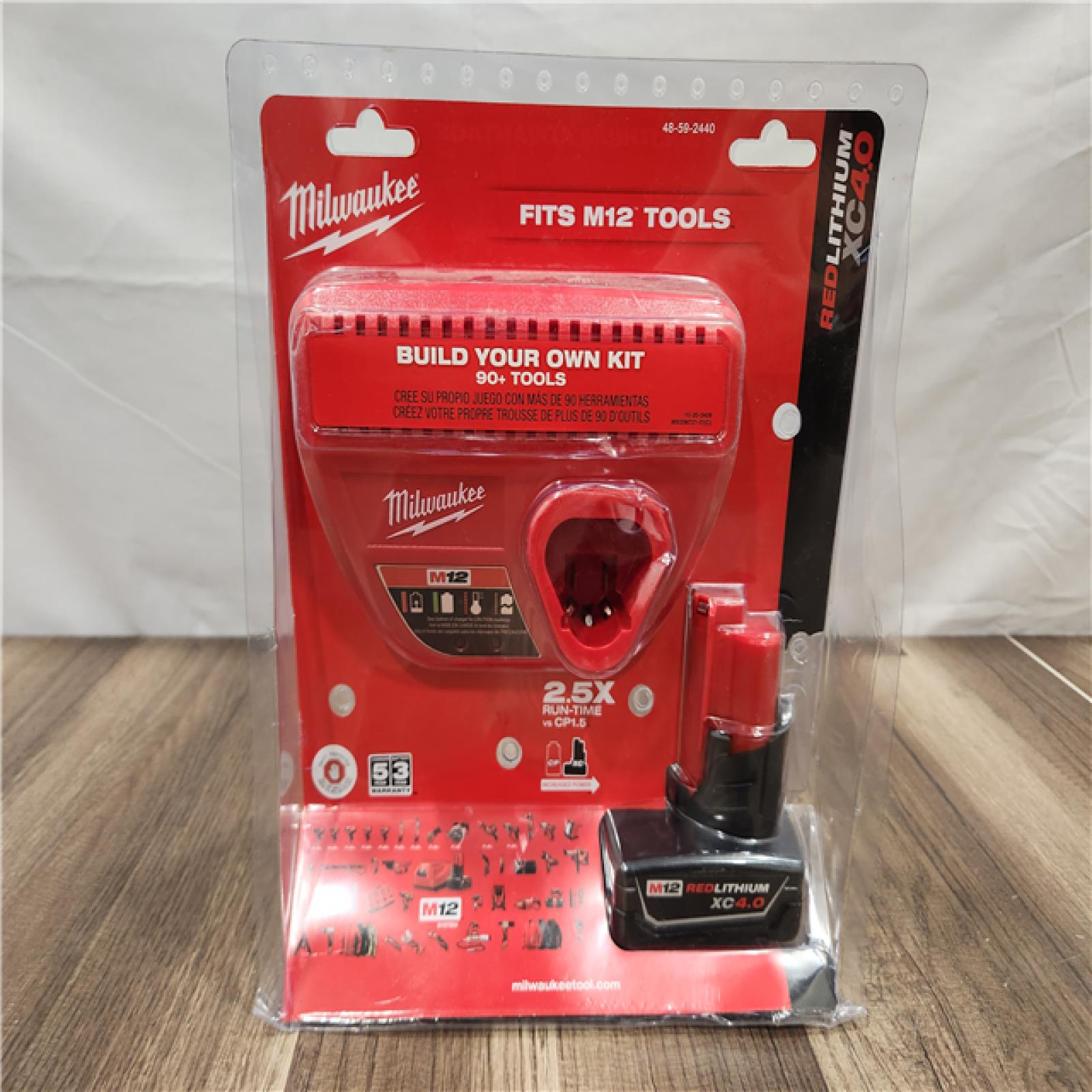 NEW-Milwaukee M12 12-Volt Lithium-Ion XC Battery Pack 4.0 Ah and Charger Starter Kit